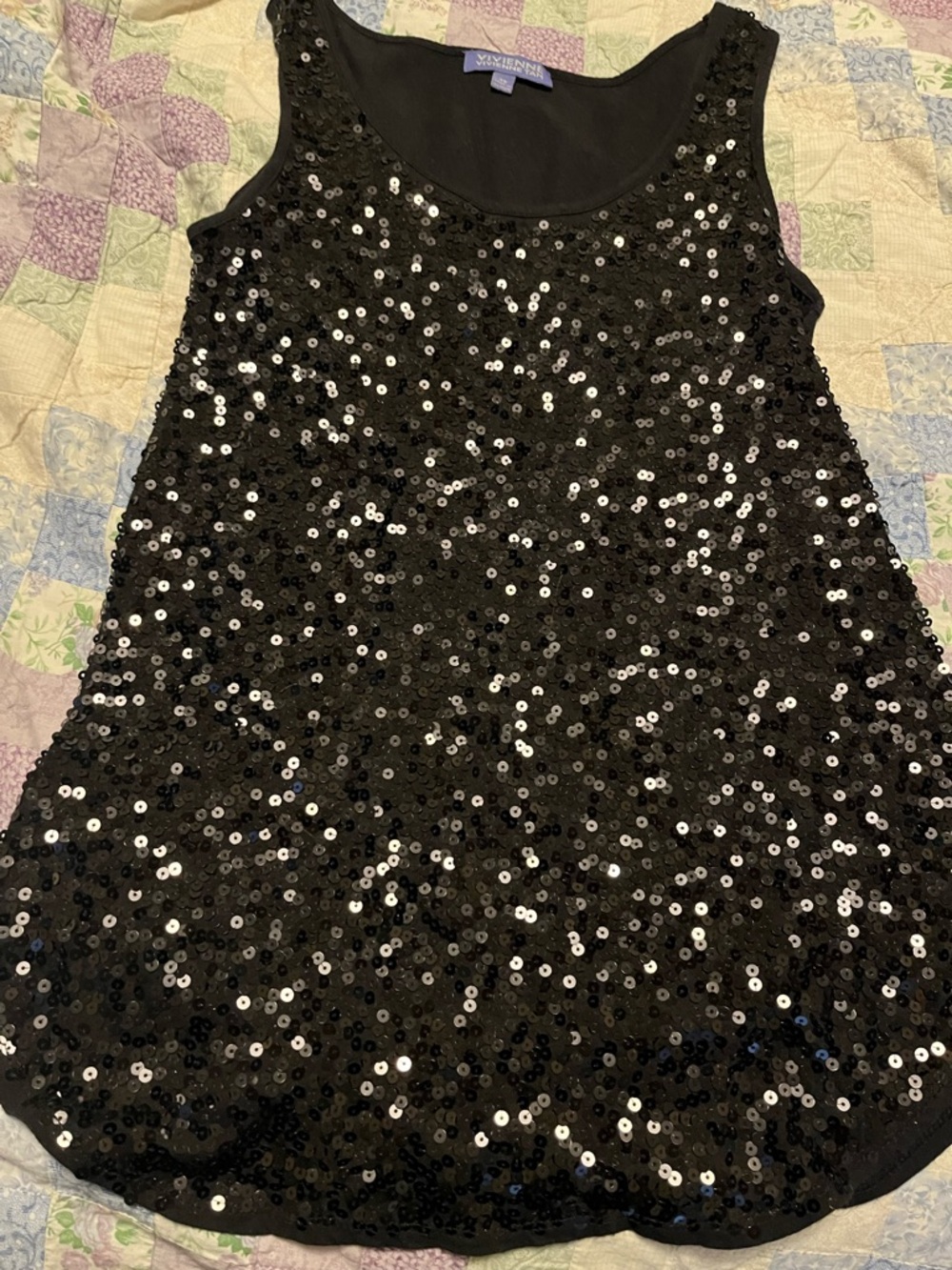 Vivienne Tam Black Sequin Scoop Neck Tank